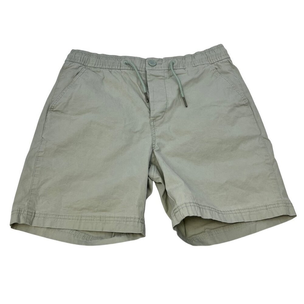 Denim & Co Men’s Khaki Shorts Drawstring Buttonfly Light Green Size Small